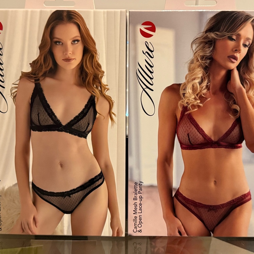 Allure Black and Red Mesh Bralette Set 2 sets